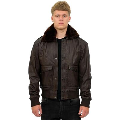 Infinity Leather Herren-Bomberjacke „Air Force A2“ aus braunem Fliegerleder – Sao Paulo Braun L Infinity Leather Herren-Bomberjacke „Air Force A2“ aus braunem Fliegerleder – Sao Paulo Braun L