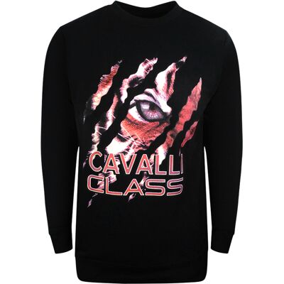 Cavalli Class Peeking Tiger Design Schwarzes Sweatshirt Schwarz L Cavalli Class Peeking Tiger Design Schwarzes Sweatshirt Schwarz L