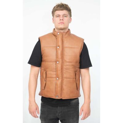 Infinity Leather Klassische Herren-Pufferweste aus Leder – Nottingham Bräunen L Infinity Leather Klassische Herren-Pufferweste aus Leder – Nottingham Bräunen L