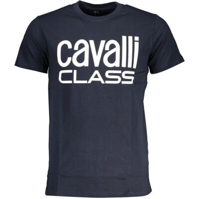 Cavalli Class Fetziges Weißes Logo Navy Blau T-Shirt Blau L Cavalli Class Fetziges Weißes Logo Navy Blau T-Shirt Blau L