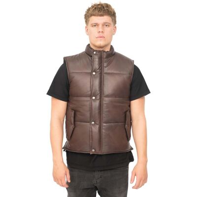 Infinity Leather Klassische Herren-Pufferweste aus Leder – Nottingham Braun M Infinity Leather Klassische Herren-Pufferweste aus Leder – Nottingham Braun M