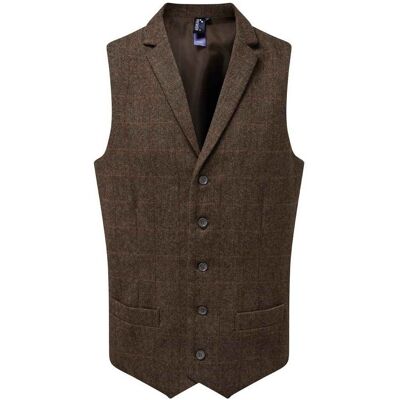 Premier Herren-Weste mit Fischgrätmuster (Braun) Braun 2XL Premier Herren-Weste mit Fischgrätmuster (Braun) Braun 2XL