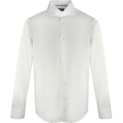 Aquascutum Plain Langarm-Hemd in Weiss mit Markenlogo Weiß S Aquascutum Plain Langarm-Hemd in Weiss mit Markenlogo Weiß S