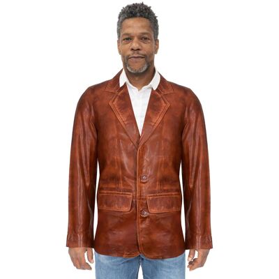 Infinity Leather Herren-Blazer aus braunem Leder, Santiago Bräunen L Infinity Leather Herren-Blazer aus braunem Leder, Santiago Bräunen L