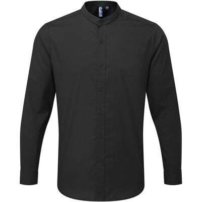 Premier Mens Banded Collar Langärmliges Formales Hemd (Schwarz) Schwarz XS Premier Mens Banded Collar Langärmliges Formales Hemd (Schwarz) Schwarz XS