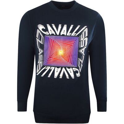 Cavalli Class Asymmetric Box Design Marineblaues Sweatshirt Blau 2XL Cavalli Class Asymmetric Box Design Marineblaues Sweatshirt Blau 2XL
