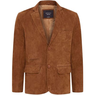 Infinity Leather Herren Slim Fit Italienischer Blazer aus Ziegenwildleder in Hellbraun - Somero Bräunen 2XL Infinity Leather Herren Slim Fit Italienischer Blazer aus Ziegenwildleder in Hellbraun - Somero Bräunen 2XL