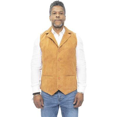 Infinity Leather Klassische Herrenweste aus glattem Ziegenveloursleder-Exeter Bräunen L Infinity Leather Klassische Herrenweste aus glattem Ziegenveloursleder-Exeter Bräunen L