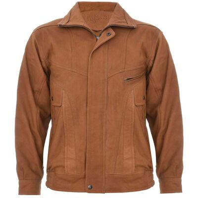 Infinity Leather Maßgeschneiderte Bluson-Bomberjacke aus Nappaleder Bräunen 2XL Infinity Leather Maßgeschneiderte Bluson-Bomberjacke aus Nappaleder Bräunen 2XL