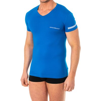 Emporio Armani Kurzärmeliges T-Shirt mit V-Ausschnitt 110810-8P723 Mann Blau L Emporio Armani Kurzärmeliges T-Shirt mit V-Ausschnitt 110810-8P723 Mann Blau L