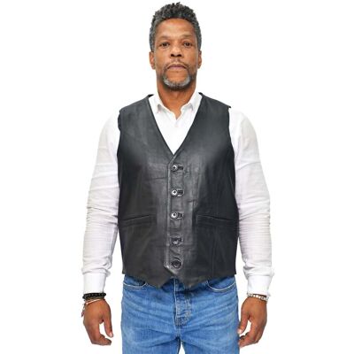 Infinity Leather Klassische Herren-Lederweste-Chester Schwarz M Infinity Leather Klassische Herren-Lederweste-Chester Schwarz M