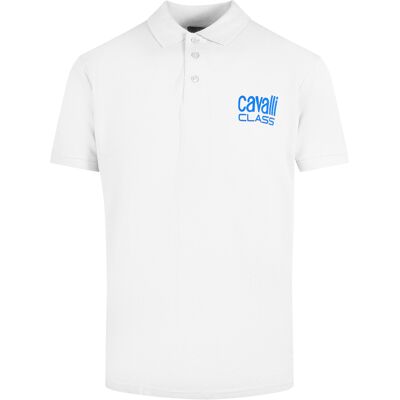 Cavalli Class – Weißes Poloshirt mit auffälligem Logo Weiß M Cavalli Class – Weißes Poloshirt mit auffälligem Logo Weiß M