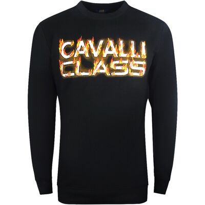 Cavalli Class Fire Logo Design Schwarzes Sweatshirt Schwarz L Cavalli Class Fire Logo Design Schwarzes Sweatshirt Schwarz L
