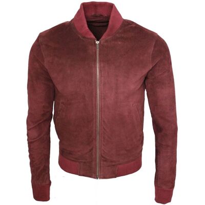 Infinity Leather Varsity-Bomberjacke aus weichem Wildleder Burgund L Infinity Leather Varsity-Bomberjacke aus weichem Wildleder Burgund L