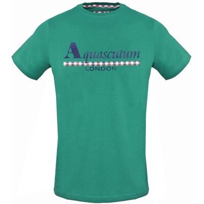 Aquascutum Check Strip Logo Grünes T-Shirt Grün S Aquascutum Check Strip Logo Grünes T-Shirt Grün S