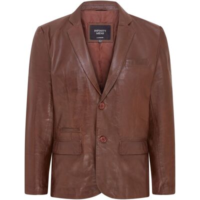 Infinity Leather Schmal geschnittene italienische Blazerjacke aus Leder für Herren in Braun - Somero Braun M Infinity Leather Schmal geschnittene italienische Blazerjacke aus Leder für Herren in Braun - Somero Braun M