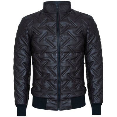 Infinity Leather Bomber-Steppjacke aus Leder für Herren – Goiania Braun S Infinity Leather Bomber-Steppjacke aus Leder für Herren – Goiania Braun S
