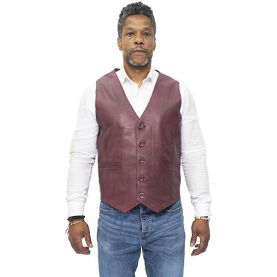 Infinity Leather Klassische Herren-Lederweste-Chester Burgund M Infinity Leather Klassische Herren-Lederweste-Chester Burgund M