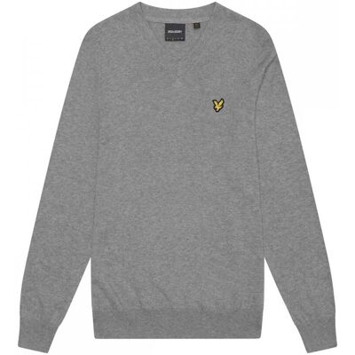 Lyle & Scott � Pullover aus Baumwollmerinowolle mit V-Ausschnitt, Grau Grau S Lyle & Scott � Pullover aus Baumwollmerinowolle mit V-Ausschnitt, Grau Grau S