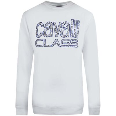 Cavalli Class Bold Floral Design Weisses Sweatshirt Weiß 2XL Cavalli Class Bold Floral Design Weisses Sweatshirt Weiß 2XL