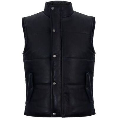 Infinity Leather Puffer-Wärmeweste, ärmellose, gepolsterte Lederjacke Schwarz M Infinity Leather Puffer-Wärmeweste, ärmellose, gepolsterte Lederjacke Schwarz M
