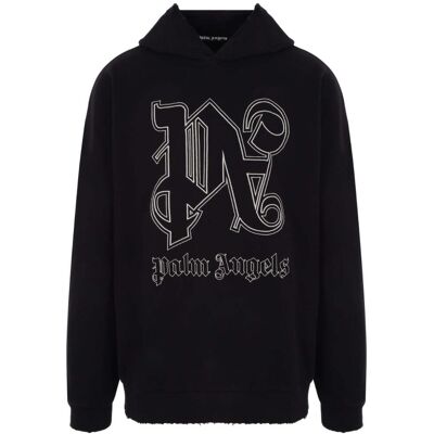 Schwarzer Kapuzenpullover mit Monogramm-Statement-Logo von Palm Angels Schwarz M Schwarzer Kapuzenpullover mit Monogramm-Statement-Logo von Palm Angels Schwarz M