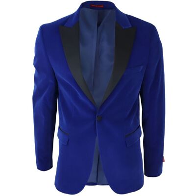 TruClothing Blauer Herren-Smoking-Anzug-Blazer aus Samt Blau 36 (Brust) TruClothing Blauer Herren-Smoking-Anzug-Blazer aus Samt Blau 36 (Brust)