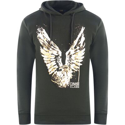 Cavalli Class Goldener Adler Logo Schwarzer Hoodie Schwarz L Cavalli Class Goldener Adler Logo Schwarzer Hoodie Schwarz L