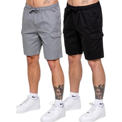 Kruze By Enzo Kruze 2 Pack Herren Cargo Shorts - BLK/LTGREY Mehrfarben L Kruze By Enzo Kruze 2 Pack Herren Cargo Shorts - BLK/LTGREY Mehrfarben L