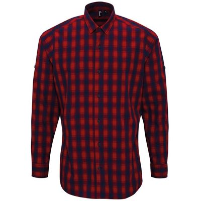 Premier Mens Mulligan Kariertes Langarmhemd aus Baumwolle (Rot/Navy) Blau Rot 2XL Premier Mens Mulligan Kariertes Langarmhemd aus Baumwolle (Rot/Navy) Blau Rot 2XL