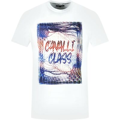 Cavalli Class Box Logo Weißes T-Shirt Weiß XL Cavalli Class Box Logo Weißes T-Shirt Weiß XL