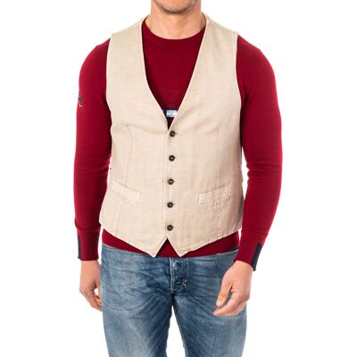 LA MARTINA Feinstrickweste für Herren mit verstellbarem Gürtel, V-Ausschnitt HMJA11 Beige EU 52 LA MARTINA Feinstrickweste für Herren mit verstellbarem Gürtel, V-Ausschnitt HMJA11 Beige EU 52