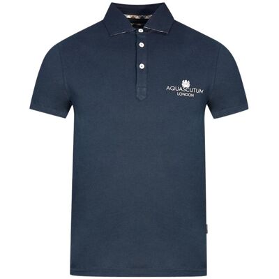 Aquascutum London Bold Logo Marineblaues Poloshirt Blau M Aquascutum London Bold Logo Marineblaues Poloshirt Blau M