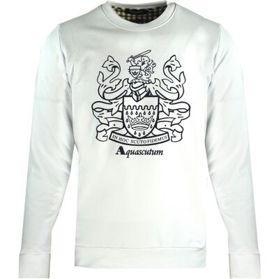 Aquascutum Large Crest Crew Neck White Sweatshirt Weiß M Aquascutum Large Crest Crew Neck White Sweatshirt Weiß M