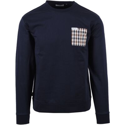 Aquascutum Ikonisches Pocket Rundhals-Sweatshirt Navy Marine L Aquascutum Ikonisches Pocket Rundhals-Sweatshirt Navy Marine L
