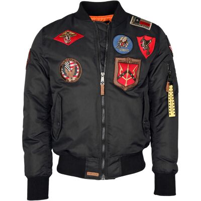 Top Gun Bomberjacke im Pilotenstil mit Patches TG20191053 Schwarz 2XL Top Gun Bomberjacke im Pilotenstil mit Patches TG20191053 Schwarz 2XL