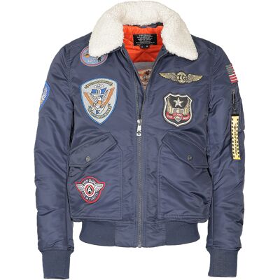 Top Gun Bomberjacke TG23005 mit Kunstfellkragen Marine M Top Gun Bomberjacke TG23005 mit Kunstfellkragen Marine M