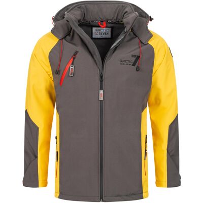Arctic Seven Herren Softshell Jacke – Dunkelgrau-Gelb Grau S Arctic Seven Herren Softshell Jacke – Dunkelgrau-Gelb Grau S