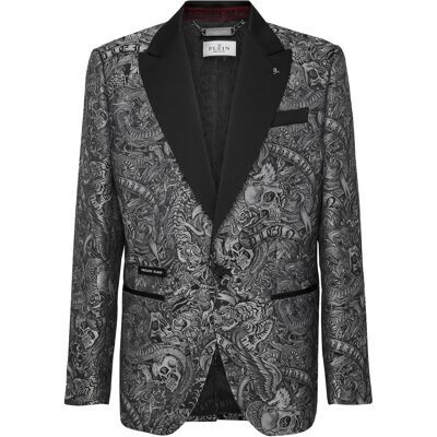 Philipp Plein Einknopf-Blazer Slim Fit Tattoo Schwarz 52 (Brust) Philipp Plein Einknopf-Blazer Slim Fit Tattoo Schwarz 52 (Brust)