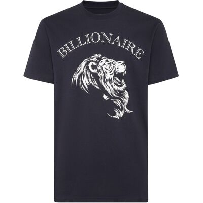 Billionaire Embroidered Round Neck T-Shirt Lion Dunkelblau S Billionaire Embroidered Round Neck T-Shirt Lion Dunkelblau S