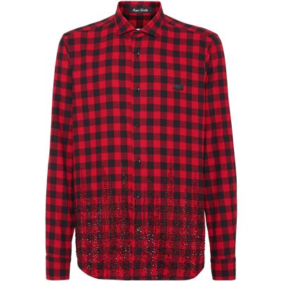 Philipp Plein Hemd Slim Fit Flame Rot XL Philipp Plein Hemd Slim Fit Flame Rot XL