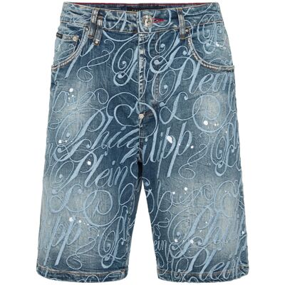 Philipp Plein Denim Shorts Formentera Logo Blau 34 (Größe) Philipp Plein Denim Shorts Formentera Logo Blau 34 (Größe)