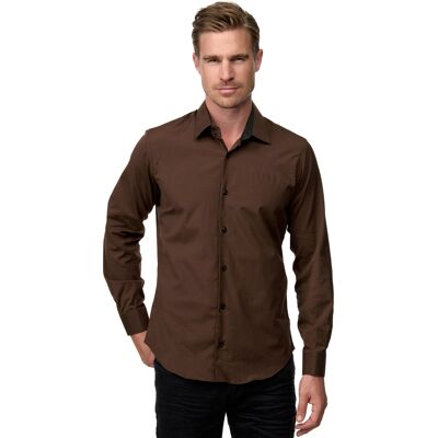 Rusty Neal Business Hemd Slim Fit Premium Cotton-Stretch Braun 2XL Rusty Neal Business Hemd Slim Fit Premium Cotton-Stretch Braun 2XL