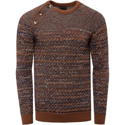 Rusty Neal Side Button-Placket Rundhals-Pullover Kamel L Rusty Neal Side Button-Placket Rundhals-Pullover Kamel L
