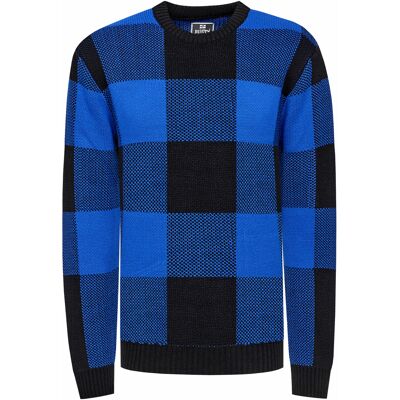 Rusty Neal Schwerer Karo Kontrast Grobstrick Pullover Schwarz S Rusty Neal Schwerer Karo Kontrast Grobstrick Pullover Schwarz S