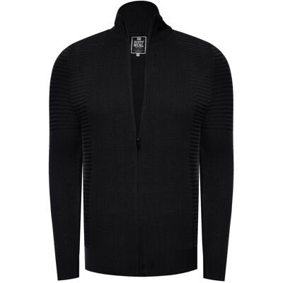 Rusty Neal Feinstrick im Biker-Stile Slim Fit Strick-Jacke Schwarz L Rusty Neal Feinstrick im Biker-Stile Slim Fit Strick-Jacke Schwarz L