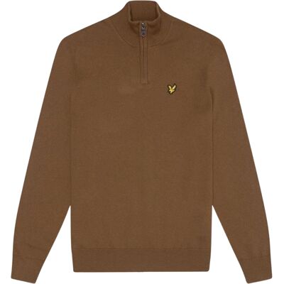 Lyle & Scott Plain Branded Cotton Merino Quarter Zip Wild Nettle Pullover Braun S Lyle & Scott Plain Branded Cotton Merino Quarter Zip Wild Nettle Pullover Braun S