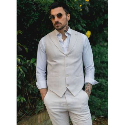 TruClothing Herren Sommer 2-teiliges Anzugset Leinen Formal Creme Beige Weste Hose Beige 36" (Chest) 30" (Waist) TruClothing Herren Sommer 2-teiliges Anzugset Leinen Formal Creme Beige Weste Hose Beige 36" (Chest) 30" (Waist)