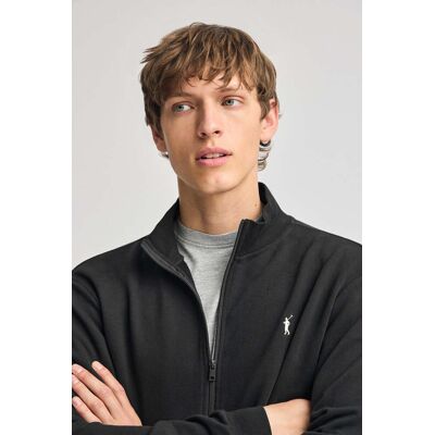 Polo Club Offenes Sweatshirt schwarz mit hohem Kragen und Rigby Go-Logo Schwarz M Polo Club Offenes Sweatshirt schwarz mit hohem Kragen und Rigby Go-Logo Schwarz M
