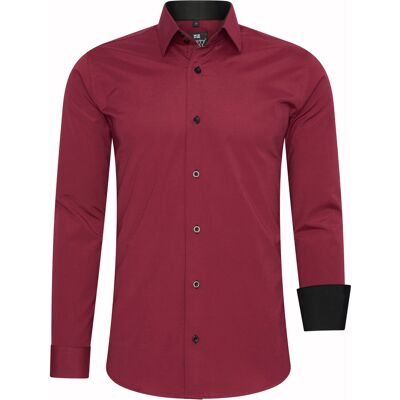 Rusty Neal Business Hemd S - 6XL Slim Fit Premium Cotton-Stretch Bordo L Rusty Neal Business Hemd S - 6XL Slim Fit Premium Cotton-Stretch Bordo L